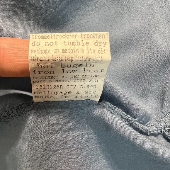 Tempo Paris Blouse Top M Blue Crochet Lace Pleat Boho Peasant Lightweight Womens - Picture 10 of 10